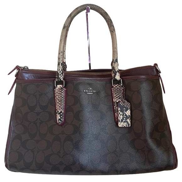 Coach Morgan Signature PVC Exotic Leather Handbag - Picture 1 of 16